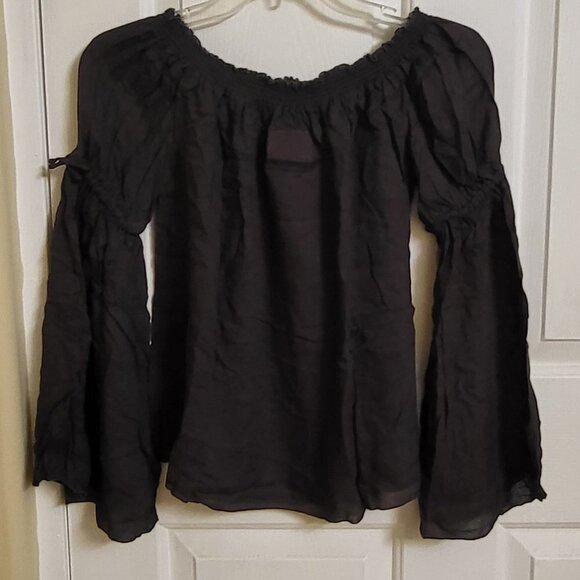 Chaser off-the-shoulder Long Sleeves with ties Black/Dark Grey SIZE: MEDIUM NWT - Picture 4 of 11